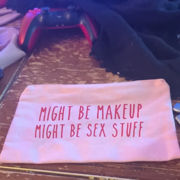 Pink Pouch with Red Text - Picture 1 of 4